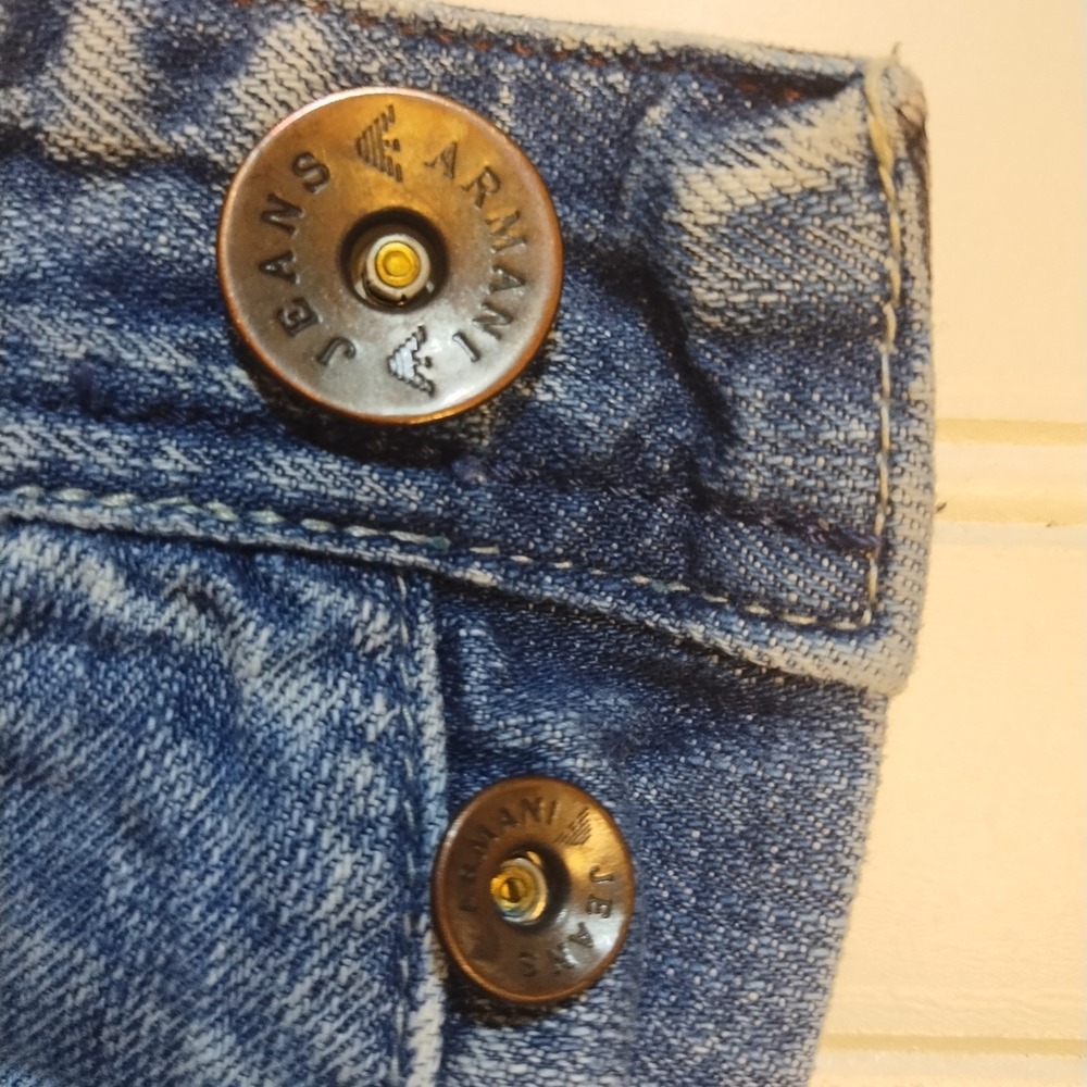Vintage Emporio Armani Jeans Distressed Trashed 90s Women's Sz 29 Large Logo Y2K - Picture 15 of 16